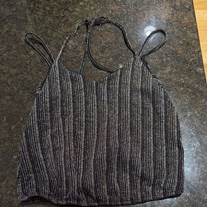 Express Sparkle Striped Cami Tank Top - Black